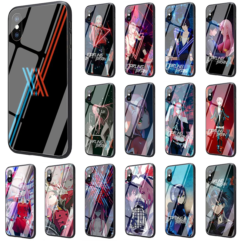 

Darling in the Franxx Tempered Glass soft phone cover case for iphone 5 5s SE 6 6s 7 8 plus X XR XS 11 pro Max