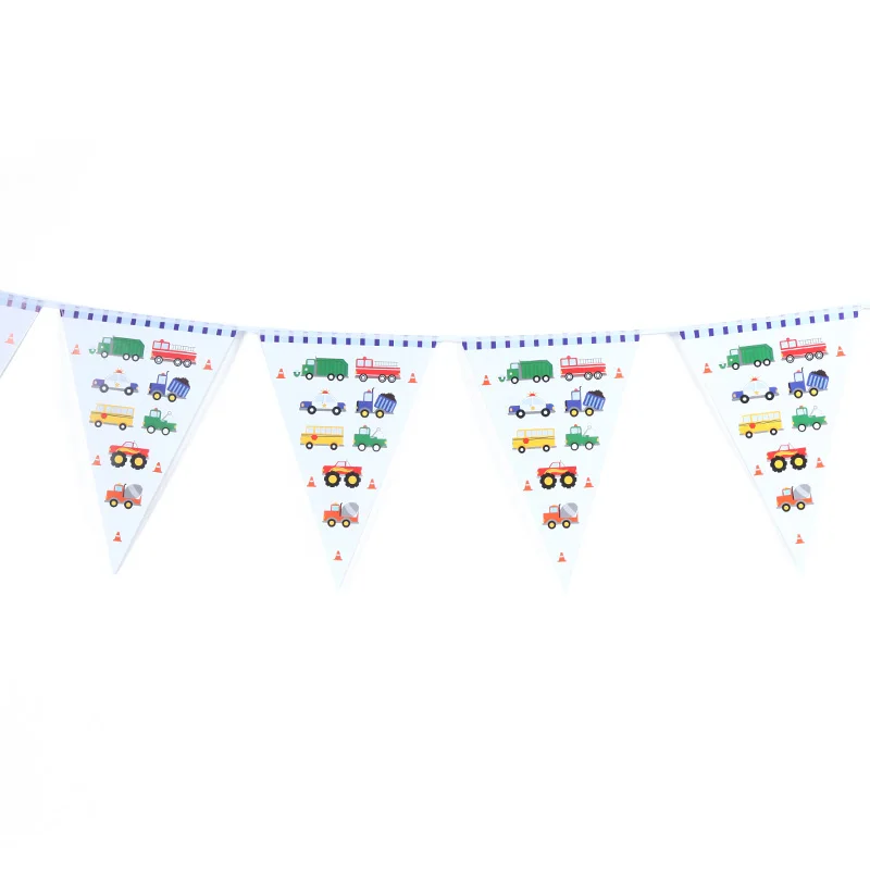 Baby shower Construction vehicle theme birthday decoration baby child birthday party supplies baby shower decoration car party - Цвет: flags 1Set