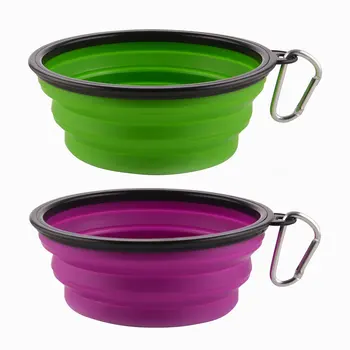 

2 pcs Large Collapsible Dog Bowls, 34oz Portable Foldable Water Bowls Food Dishes with Carabiner Clip for Travel
