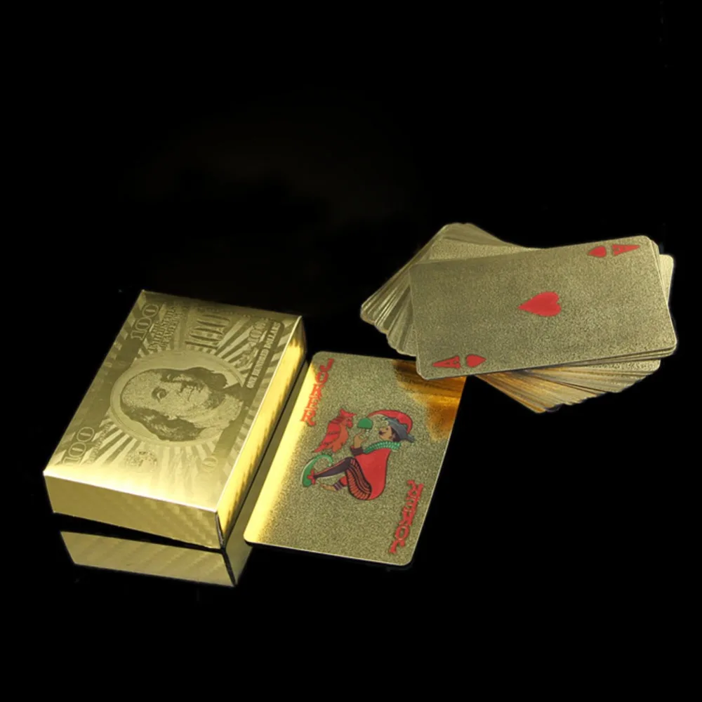 

Cool 24K Gold Foil Plated Poker Playing Cards Deck Collection US Dollors