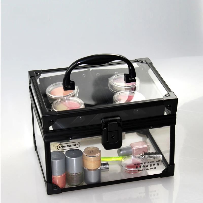 

High Gade Clear Acrylic & Black Aluminium Makeup Organiger with Trays CC004
