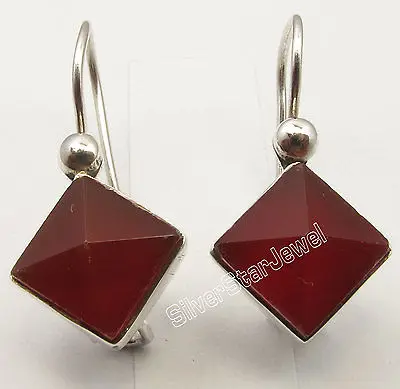 Chanti International PURE Beautiful RED CARNELIAN SQUARE великолепные серьги Пирамида 2 4 см|gorgeous earrings|earrings