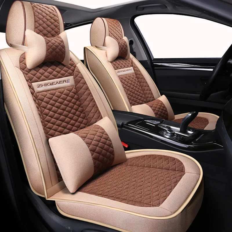

(Front + Rear) universal Flax car seat covers For Kia soul cerato sportage optima RIO K3S KX5 KX3 sorento Ceed car automobiles