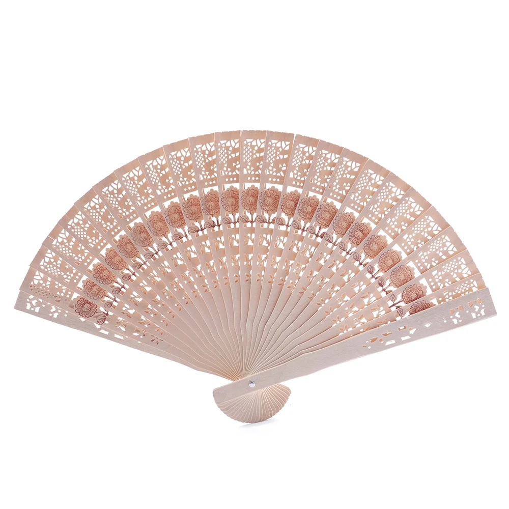 

20cm Wedding Bridal Party Decor Fan Vintage Folding Bamboo Original Wooden Carved Hand Fan