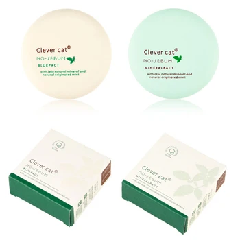 

Clever cat brand Mint Oil control Mineral Powder cake Refreshing Oil control Silk slippery Effectiveness Light skin Powder cake