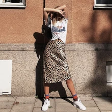 Шелк атлас Naomi юбка-Дикие Вещи Leopard Высокая Талия Для женщин Wild Side легко 90-х скольжения юбка