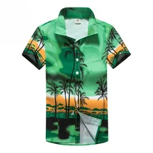 Мужская пляжная рубашка Aloha мужская гавайская рубашка с коротким рукавом с принтом пальмы летние быстросохнущие рубашки часть сёрфинга праздник