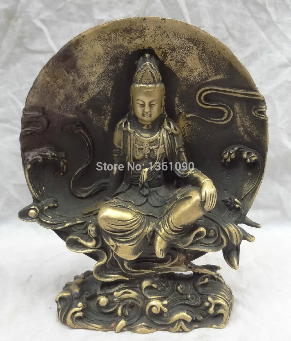 

00369 8" Bronze Kwan-Yin GuanYin Chang E Goddess Moon Statue