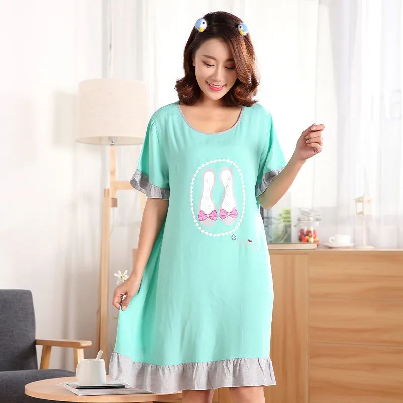 Women's Sleep Skirt printing sweet Girl Nightdress Comfortable Indoor