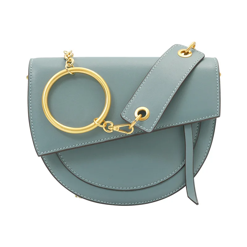 

luxury handbags Simple design pure color chain saddle bag woman 2019 new cowhide single-shoulder diagonal cross handbag