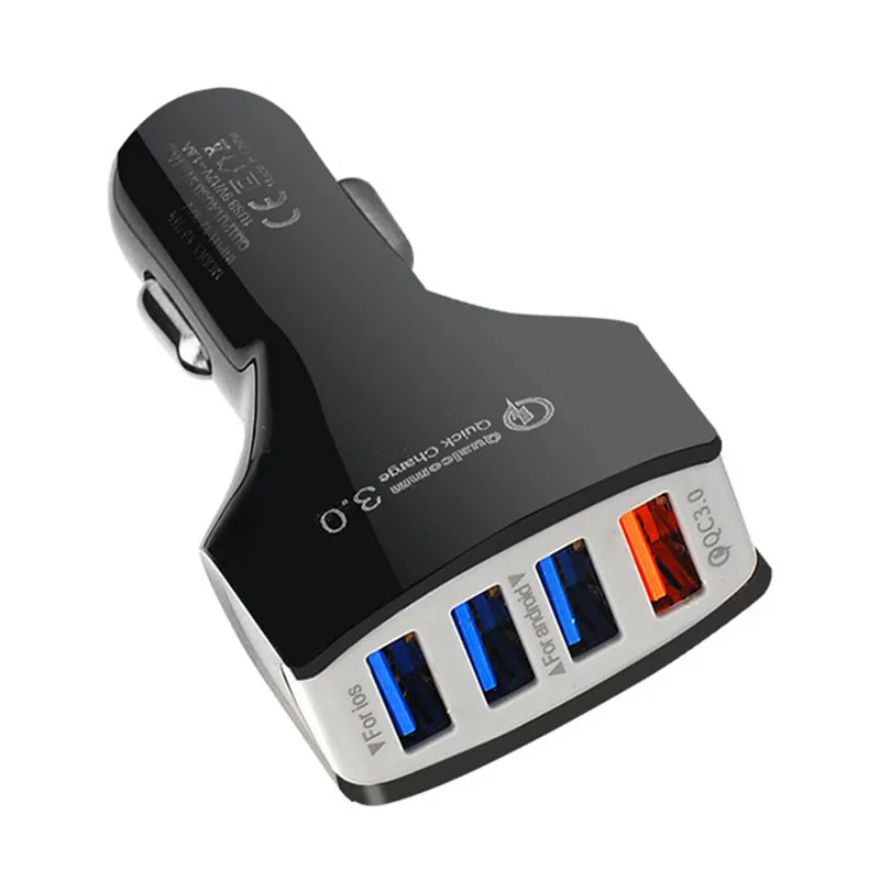 

Quick Charge 3.0 4 USB Car Charger Adapter QC3.0 Fast Charging 4 Ports Car Mobile Phone Charger for iPhone Samsung A40 Xiaomi 9T