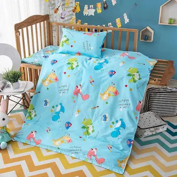 

3PCS Cartoon Animal Baby Bedding Set 120*150CM Cotton Woven Duvet Cover Bed Sheet Cover Cot Pillowcase Children's Bed Linen Kit