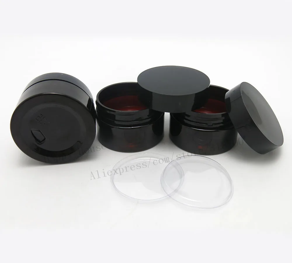 50 x 30g Dark Amber empty PET skin care cream jar with plastic lids with Insert 2
