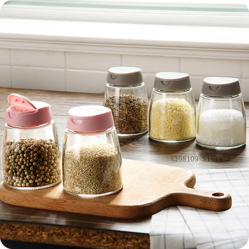 

Spice Jar Seasoning Can Sugar Bowl Transparent Colorful Lid Seasoning Box 4pcs/set Kitchen Tool Salt Condiment Cruet Storage Box