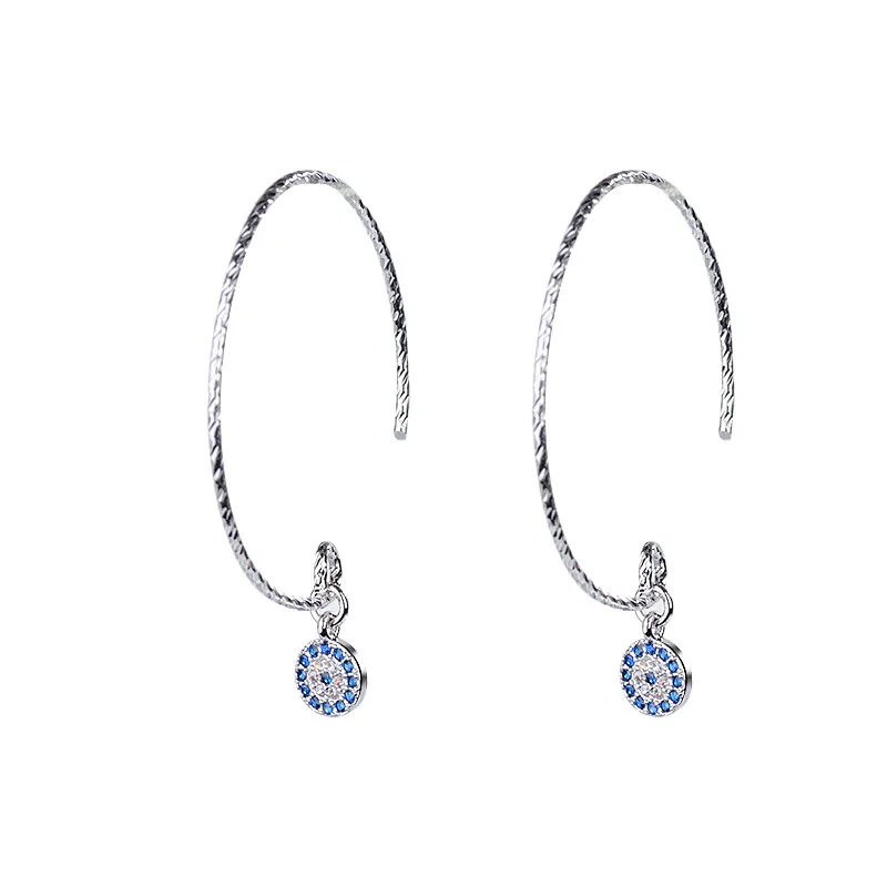Модные турецкие ретро серьги дьявола сглаза, голубые глаза, прозрачный фианит кристалл, серьги-гвоздики для женщин, свадебные ювелирные изделия Brincos - Окраска металла: Hoop Earrings