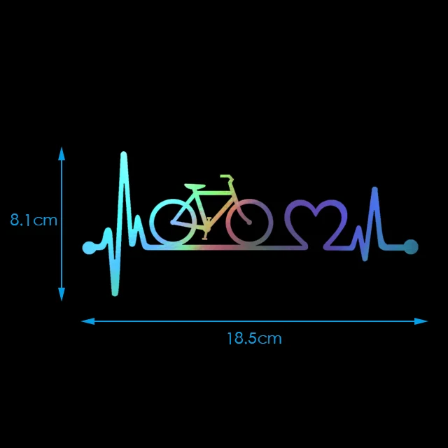18.5cm8.1cm Bicycle Heartbeat Lifeline Cycling Fashion Vinyl Stickers Decals  (6)
