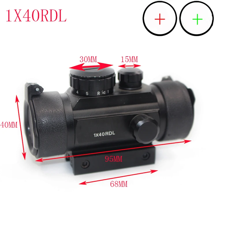 التكتيكية 1X40 MM الأحمر الأخضر نقطة النطاق البصري البصرية تلسكوب الموازاة Riflescope الصيد مع 11/20 مللي متر تتوافق ل بندقية في الهواء الطلق مسدس هواء