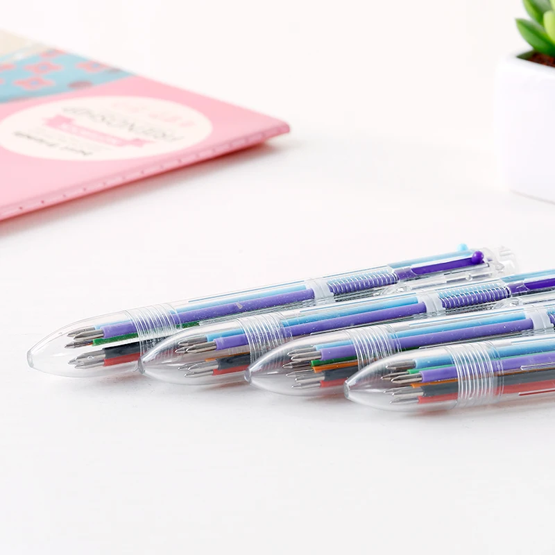 Creative Novelty 6 In 1 Multicolor Ballpoint Pen Multifunctional Color Ball Point Pens Stationery Office School Supplies