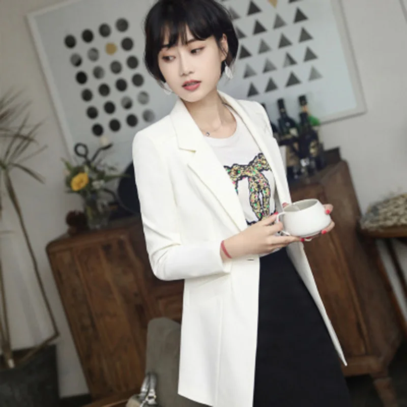 90% OFF 2019 spring andautumn 4 colors new wild long business OL office lady Slim long sleeved wild casual  jacket parka