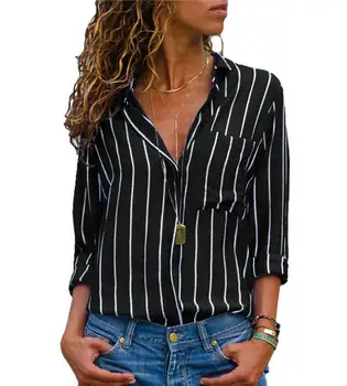 

2019 Striped Blouse womens Tops And Blouses Ladies Long Sleeve Office Shirt Striped Shirt Plus Size Blouse blusas mujer de moda