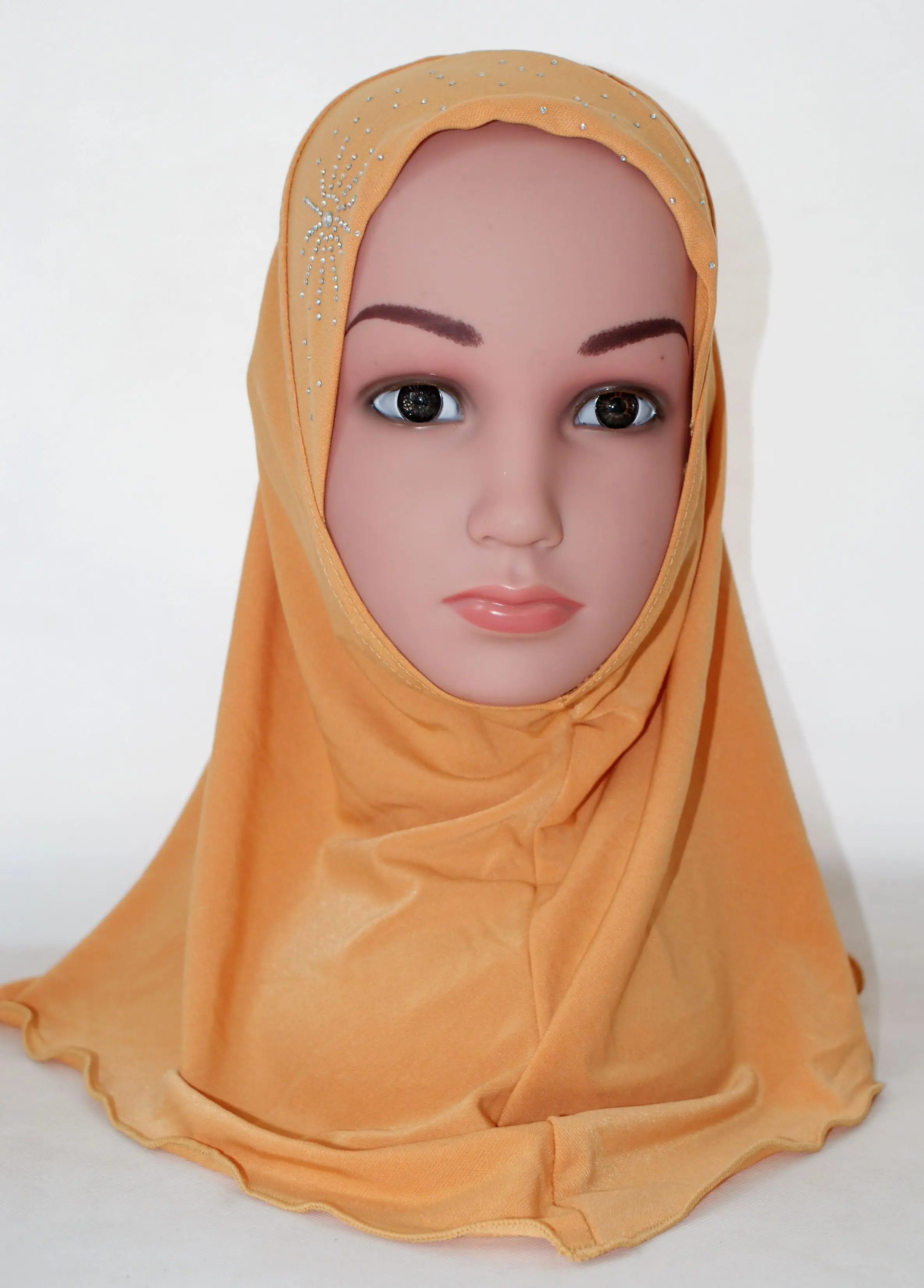 Мусульманский детский хиджаб для девочки, исламский арабский школьный головной убор, шарф, шарф, обертывание, Ближний Восток, стразы, цветок, Рамадан, головной убор, шапка H