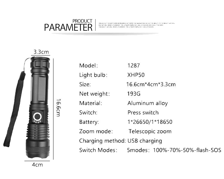 XLamp xhp70.2 самый мощный светодиодный фонарик с usb-увеличением фонарь xhp70 xhp50 18650 26650 фонарик с перезаряжаемой батареей