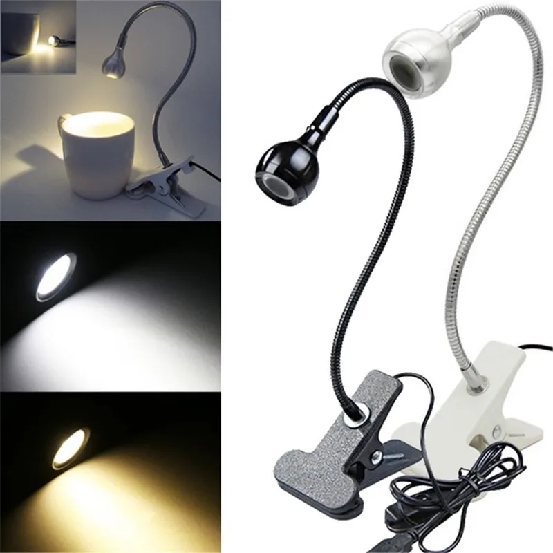 

3W USB Led Desk Lamp With Clip Children Eye Protection Flexible Table Lamp Study Reading Book Lights Black/Sliver Night Light