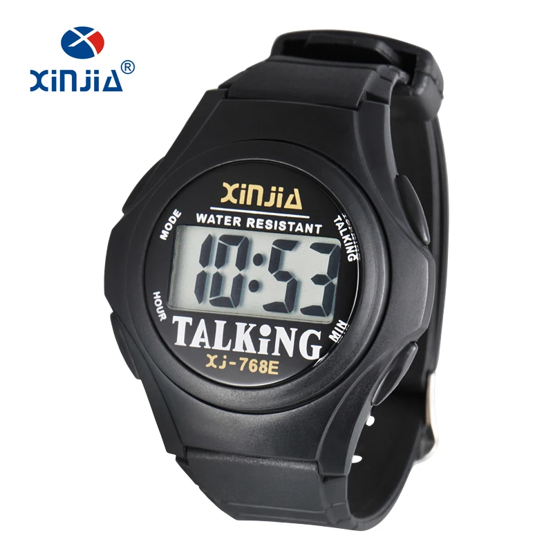 Xinjia novo relógio falante para homens e mulheres, casual, esportivo, digital, idosos, limitado, italiano, árabe, russo, coreano