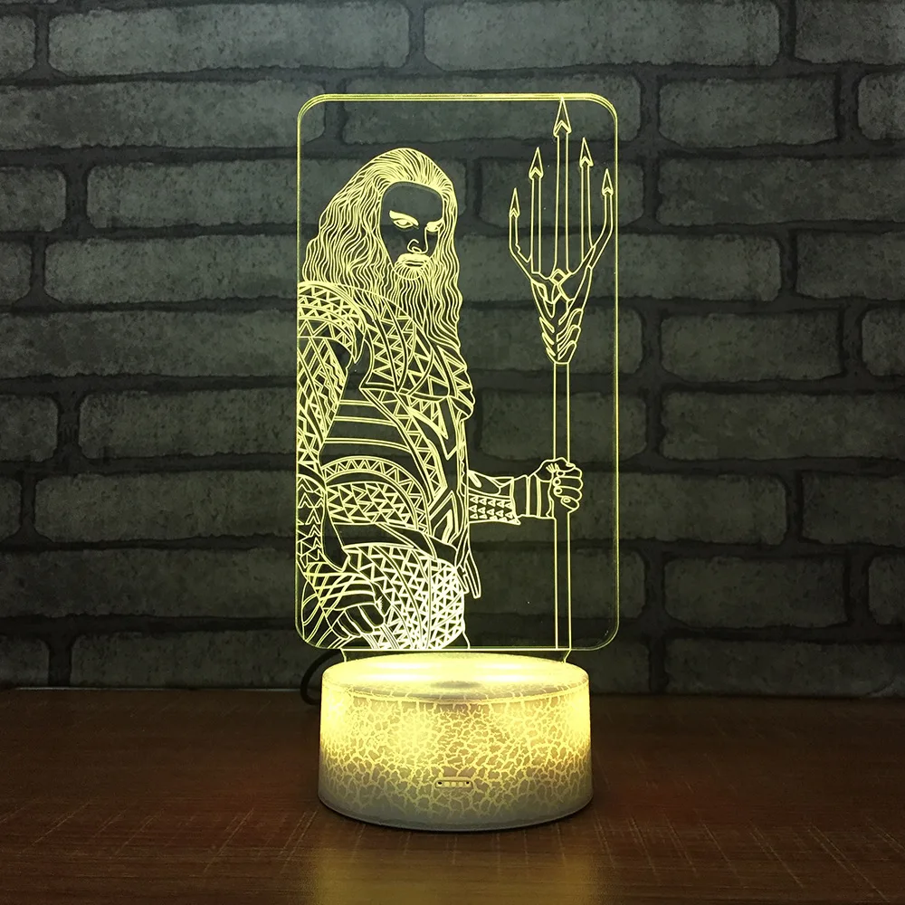

Greek Mythology Neptune Creative Gift Touch 3d Light Night Acrylic Led White base Lovely 7 color change 3D Lamp