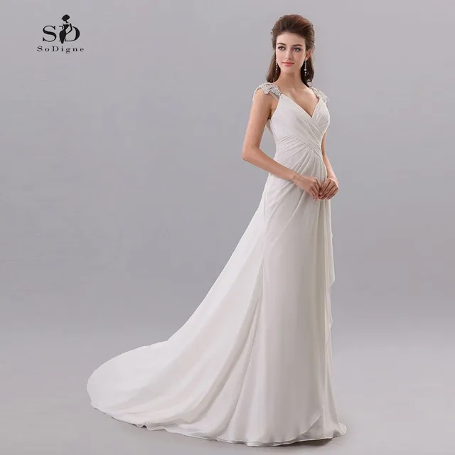 vestido de novia playa 2018 barato gasa simple novias vestido