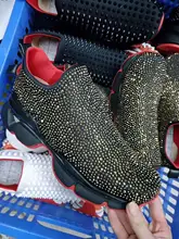 Free shipping Slip On White Rivet Whole Red Thick bottoms For Men Sports Shoes Sneakers Cow leather casual Loafers Flat 2019