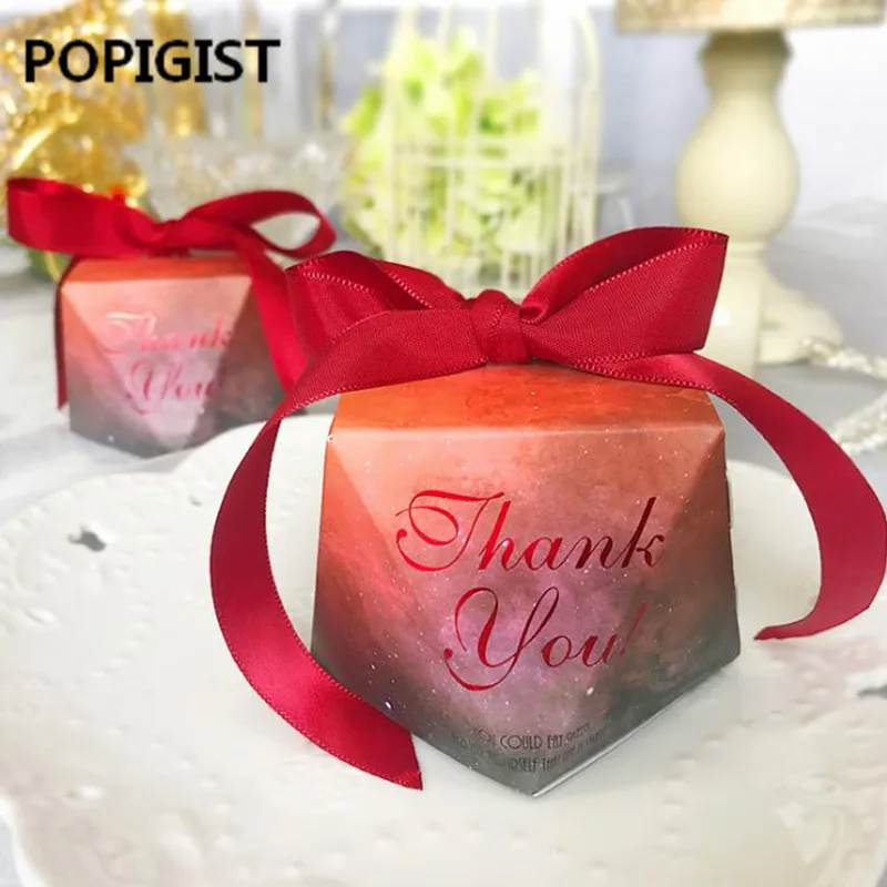 

Creative Galaxy Blue Red Purple Diamond European Wedding Gifts Like Candy Box Party Back Gift Box Bomboniera Gift Box 50pcs