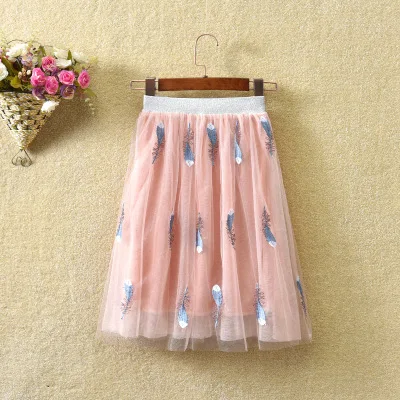 Фатиновая юбка для маленьких девочек Лето-Осень г., плиссированная длинная юбка-пачка с высокой талией белого, розового и черного цветов длиной до щиколотки - Цвет: pink