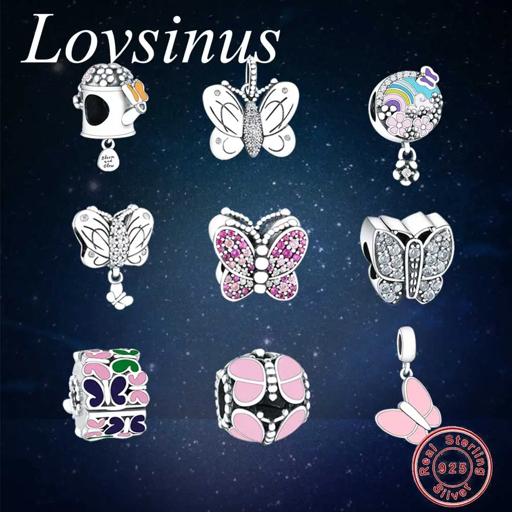 

2019 Authentic 925 Sterling Silver Butterfly collection Charm Fit Original Pandora Charms Bracelets For Women Jewelry DIY Making