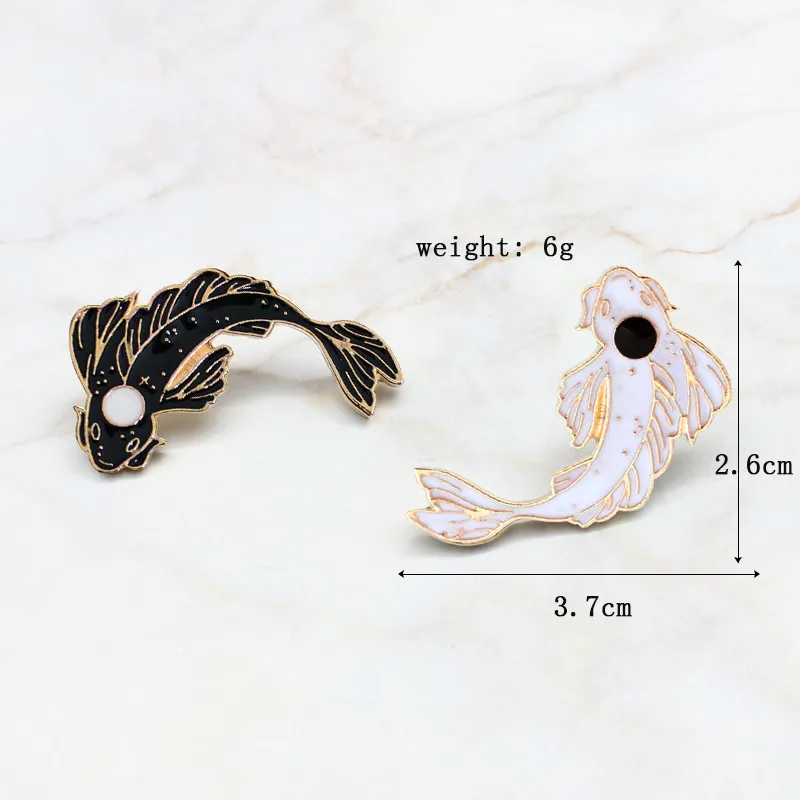 Изысканный розовый/белый/черный Koi брошь Милая Золотая рыбка Эмаль Булавка джинсовая нагрудная эмблема рыбка подарок ювелирные изделия