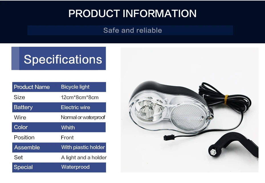 Perfect Bicycle Light 36V 48V LED Cycling Front Light Bike light Lamp Torch Waterproof Electric Bike Headlight for Motorcycle e Bike Kit 2