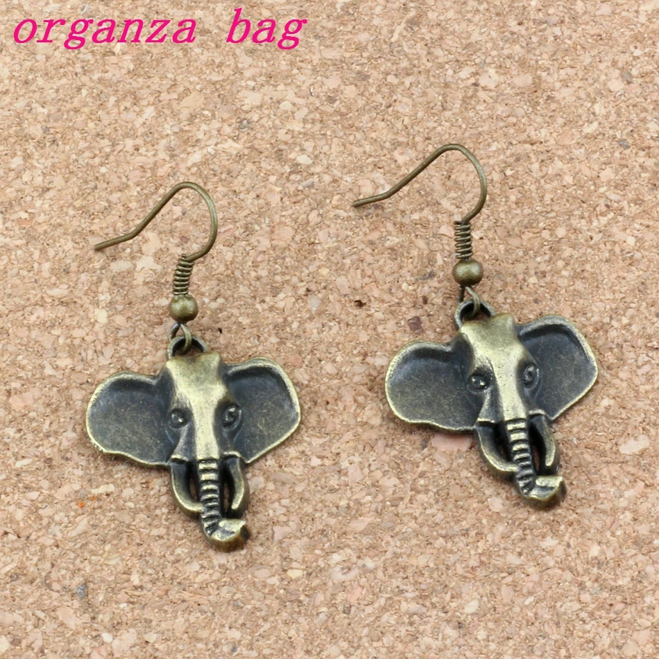 

Elephant head Charm Earrings Fish Ear Hook 20pairs/lot Antique bronze Chandelier Jewelry 22.8x43mm A-296e
