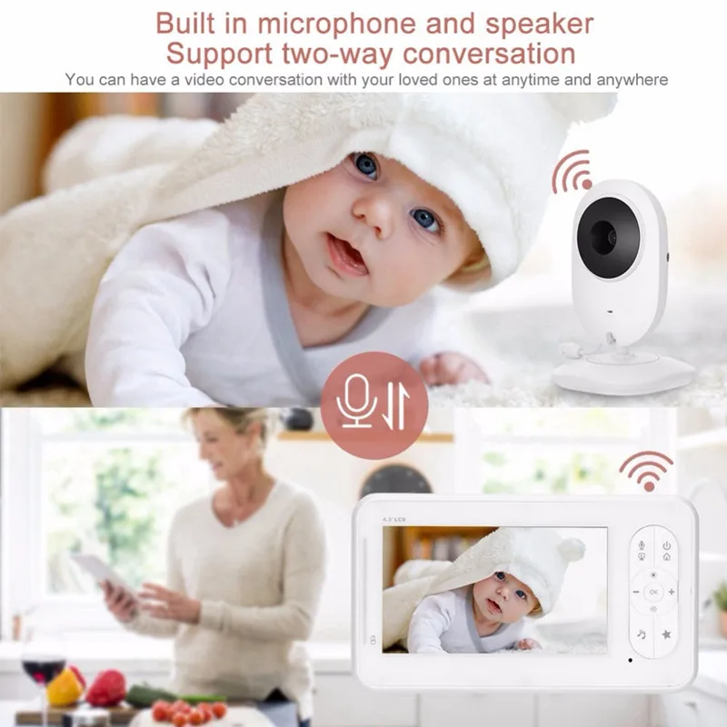 IMPORX 4.3 inch Color Wireless Lullaby Video Baby Monitor Security Camera 2 Way Talk Night Vision IR LED Temperature Monitoring