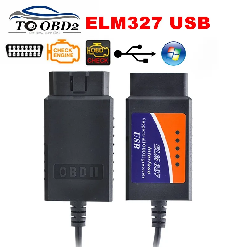 ELM327 USB кабель пластиковый V1.5 OBD/OBDII диагностический интерфейс ELM 327 Авто OBD2 считыватель кодов Сканер поддерживает все протоколы