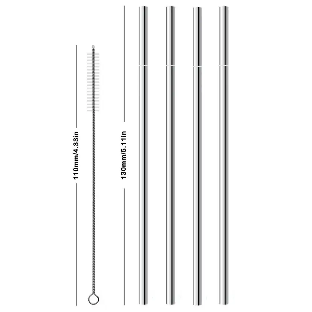 Fuhaihe 2/4/8 шт. 130*6 мм Детская Металлическая соломинка набор питьевой соломы 304 Нержавеющая сталь многоразовые соломенная шляпа с 110 мм щетка для детей - Цвет: Pack4-1Brush