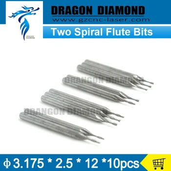 

10pcs Carbide cnc router bits 3.175mmx2.5x12mm double two fulte carbide spiral bits,two flute end mills milling cutters