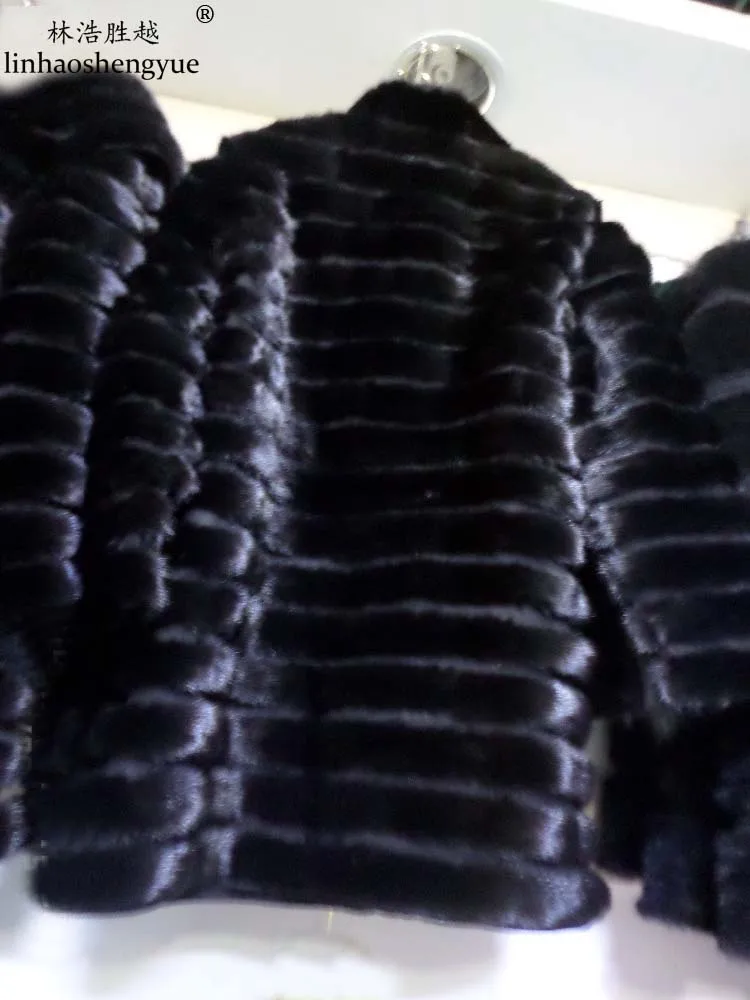 

Linhaoshengyue long 85 cm, Long sleeve added pigskin mink fur coat