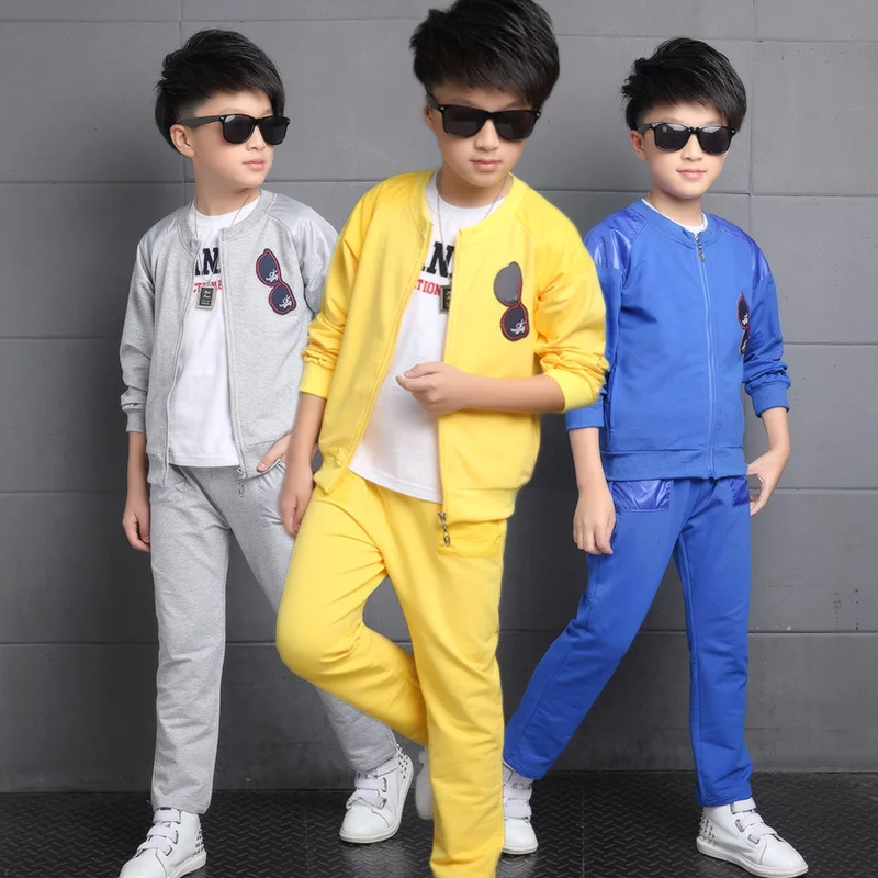 

2017 New Clothing Set For 4 5 6 7 8 9 10 11 12 13 Yesrs Boys Autumn Coat Cotton Outwear+Pants Sports Suit Kids Boy Clothes Sets