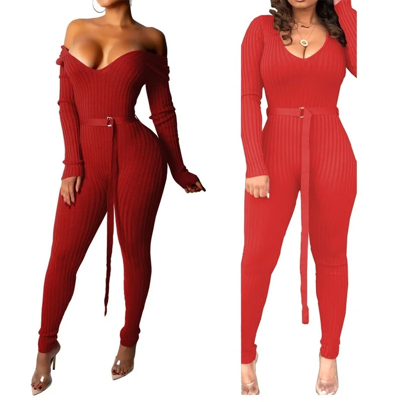 4 Colors Women's Fashion Deep V Neck Soild Color Cotton Sexy Threaded Pitted Jumpsuit 2 Wearing Methods Velvet Jumpsuit S-2XL 4 Colors Women's Fashion Deep V Neck Soild Color Cotton Sexy Threaded Pitted Jumpsuit 2 Wearing Methods Velvet Jumpsuit S-2XL