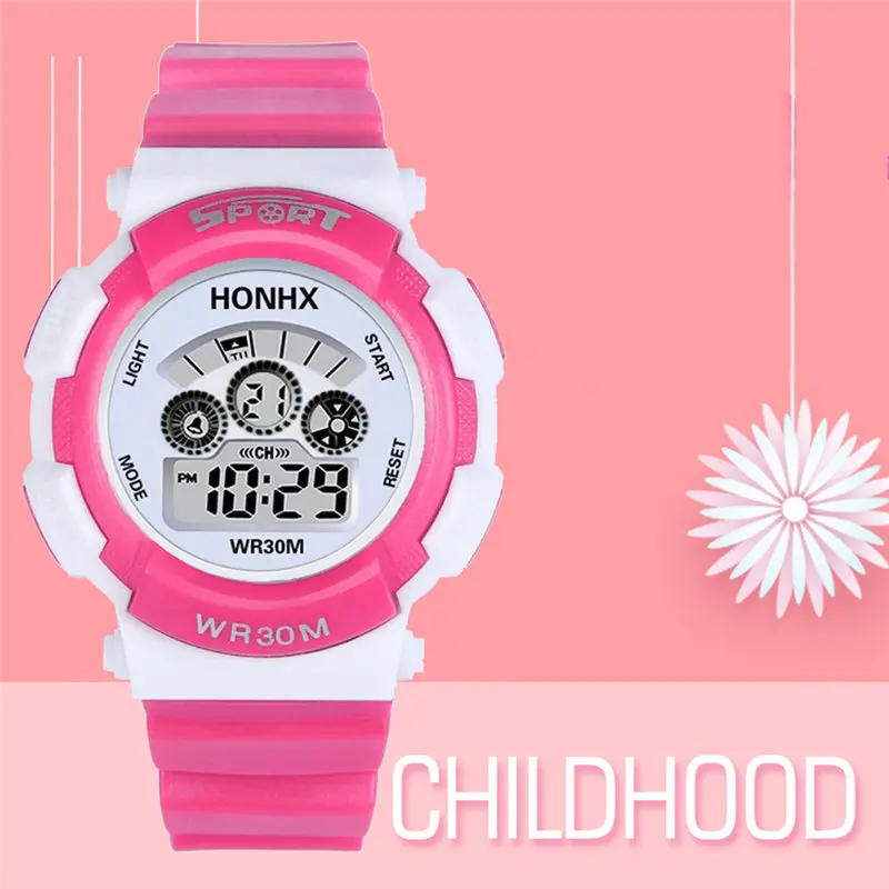 

2019 Fashion Child Digital LED Analog Quartz Alarm Date Sports Wrist Watch
