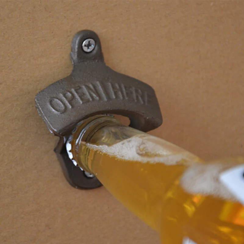 Temlum Vintage Antique Iron Wall Mounted Bar Beer Bottle Bottle Cap