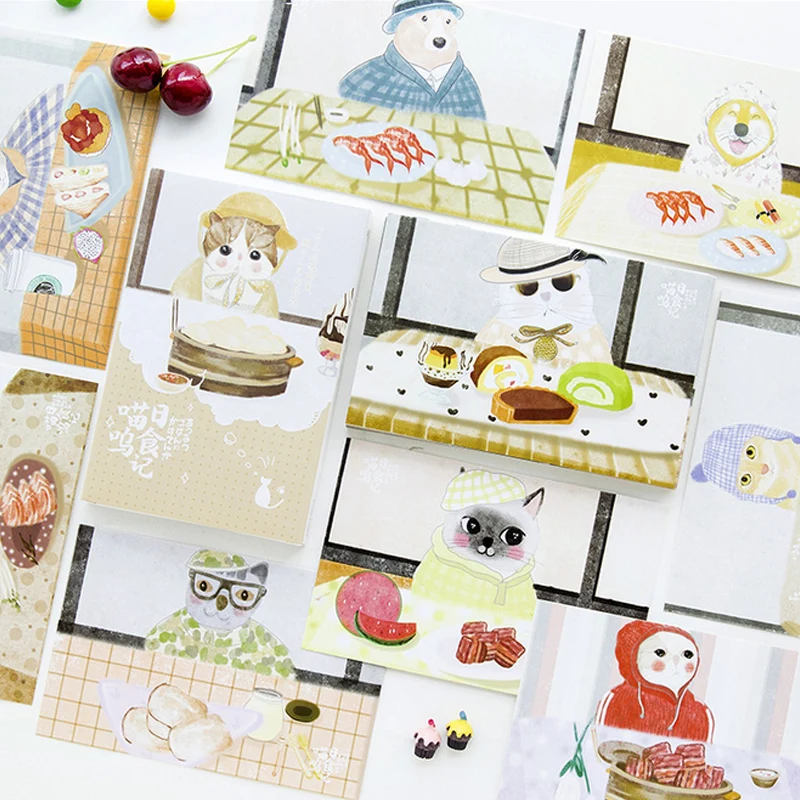 

30 pcs/pack Cute animal cat food postcard landscape postcard Greeting Card Postcard Birthday Letter Envelope Gift Card Set