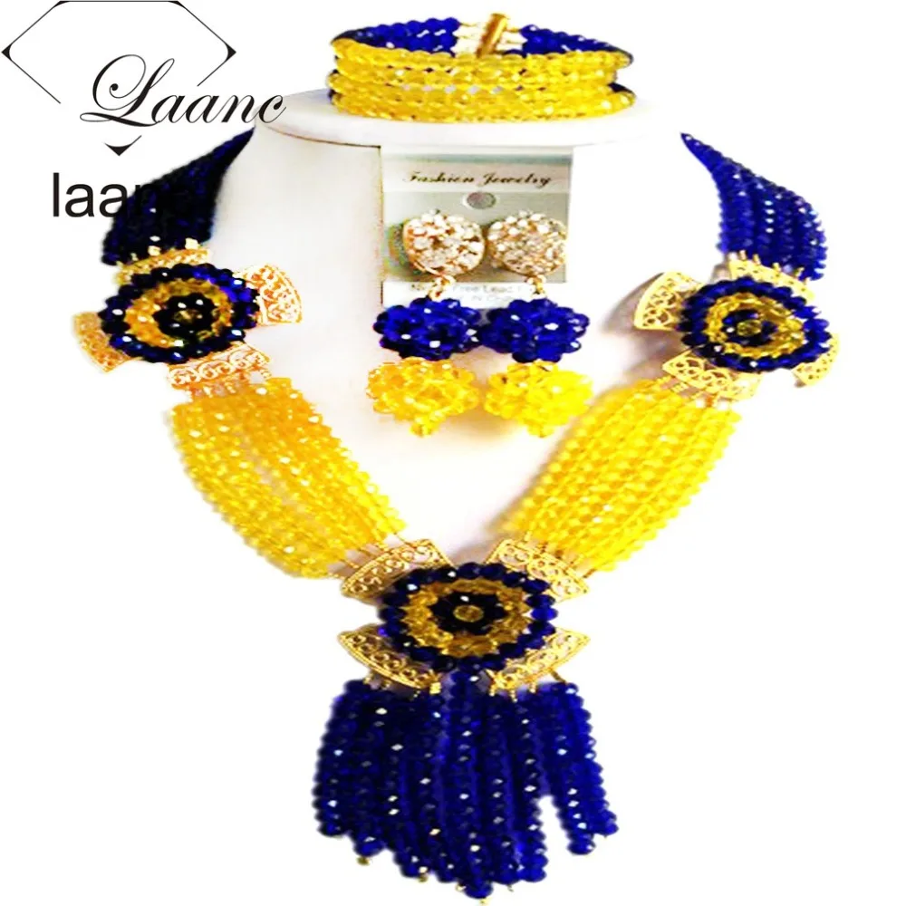 Buy Dubai Beads Jewelry Set Crystal Blue and Yellow