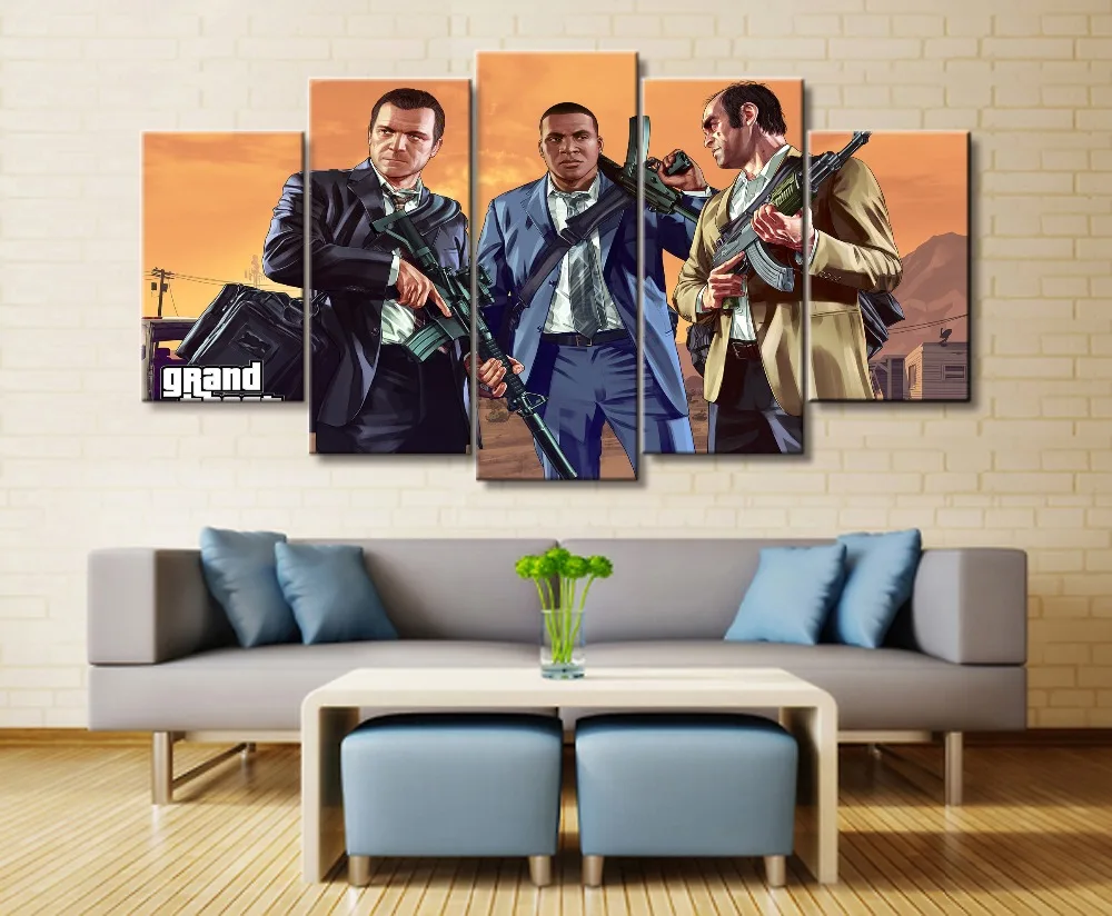 

HD Print Paintings on Canvas Wall Art 5 Piece Game GTA 5Wall Art Poster Prints Decorative Home Decor Picture Artwork Living Room