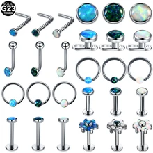 1 шт. G23 титановая Опаловая перегородка пирсинг носа кольцо Спираль пирсинг Лабрет губы кольца кожный пирсинг киска ювелирные изделия для пирсинга тела